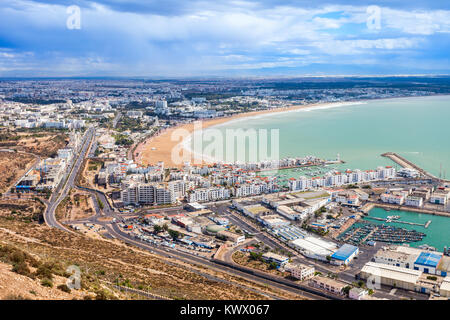 Antenne d'agadir vue panoramique à partir de la Kasbah Agadir Agadir (forteresse) au Maroc Banque D'Images