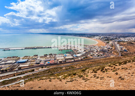 Antenne d'agadir vue panoramique à partir de la Kasbah Agadir Agadir (forteresse) au Maroc Banque D'Images