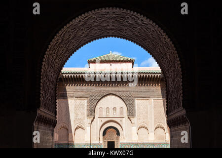 La Medersa Ben Youssef est un collège islamique à Marrakech, Maroc, c'est la plus grande Medrasa au Maroc. Banque D'Images