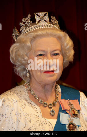 - Londres, Royaume-Uni, 08, juillet 2014. Madame Tussauds à Londres. Statue de cire de la reine Elizabeth II. Créé par Madame Tussauds en 1884. Banque D'Images