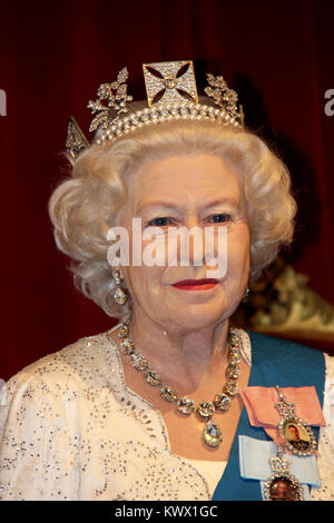 - Londres, Royaume-Uni, 08, juillet 2014. Madame Tussauds à Londres. Statue de cire de la reine Elizabeth II. Créé par Madame Tussauds en 1884. Banque D'Images