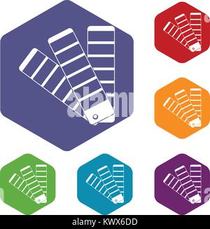 Sélection de couleurs de peinture brochure icons set rhombus dans différentes couleurs isolé sur fond blanc Illustration de Vecteur