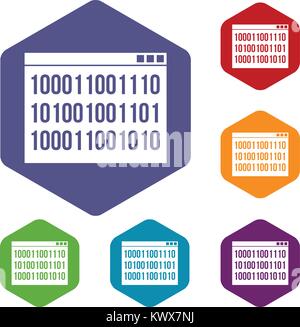 Code binaire icons set rhombus dans différentes couleurs isolé sur fond blanc Illustration de Vecteur