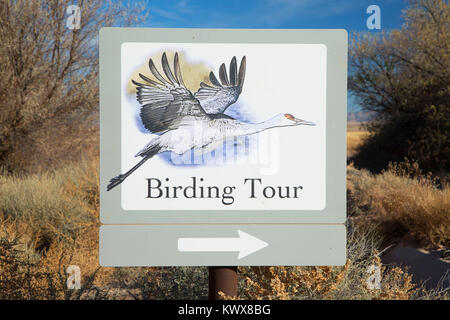 Birding Trail sign, Bernardo Wildlife Management Area, Nouveau Mexique Banque D'Images