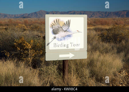 Birding Trail sign, Bernardo Wildlife Management Area, Nouveau Mexique Banque D'Images