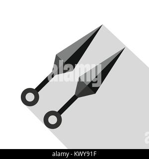 Kunai, icône d'arme ninja, style plat Illustration de Vecteur