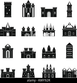 Tours et châteaux icons set, le style simple Illustration de Vecteur