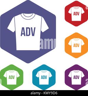 T-shirt avec print ADV icons set Illustration de Vecteur