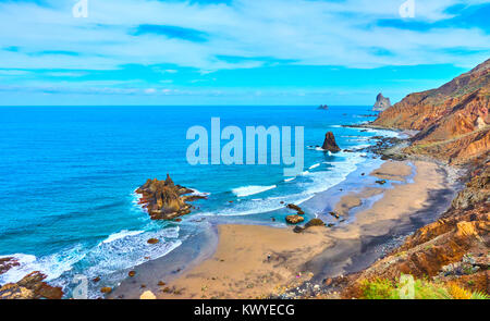 Benijo beach (Playa Benijo) dans le nord de Tenerife, aux Canaries Banque D'Images