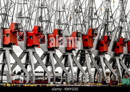 Un certain nombre de grues portuaires au port et chantiers de Rotterdam Banque D'Images