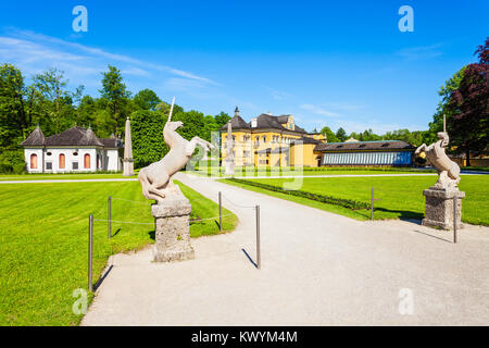 Palais Hellbrunn ou Schloss Hellbrunn à Salzbourg, Autriche. Palais Hellbrunn est une villa baroque précoce de la taille d'un palais dans un quartier sud de la Banque D'Images