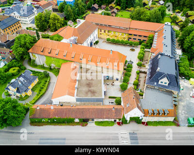 Musée norvégien d'histoire culturelle ou Norsk Folkemuseum aerial vue panoramique, situé à l'île de Bigdoy à Oslo, Norvège Banque D'Images