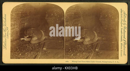 L'extraction du charbon à cinq kilomètres sous terre, New York, Etats-Unis, de Robert N. Dennis collection de vues stéréoscopiques Banque D'Images