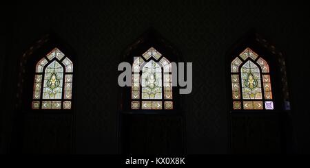 Panorama de l'art thaïlandais sur la fenêtre de l'Église à Prague, l'un des plus beaux temples de Bangkok est également connu comme "le marbre . Banque D'Images