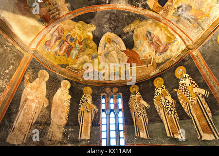 Fresques à l'intérieur de l'église de Chora Kariye connu aussi sous le nom de Cami, à Istanbul, Turquie. Banque D'Images