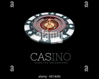 La roue de roulette de casino. Illustration 3d noir isolé. Banque D'Images