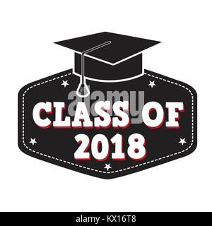 Classe de 2018 sur l'étiquette blanche, vector illustration Illustration de Vecteur