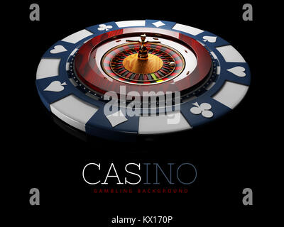 Jeux de casino roulette réaliste avec puce. 3d jouez chance chance roulette illustration. Banque D'Images