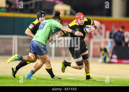 Sugarland, Texas, USA. 6 janvier, 2018. Houston Sabercats Chris Parker (19) en action au cours de la MLR adéquation entre les Saracens et le Seattle Houston SaberCats au champ Constellation à Sugarland, TX. Chris Brown/CSM/Alamy Live News Banque D'Images