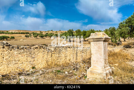 Avis de Dougga, une ancienne ville romaine en Tunisie Banque D'Images