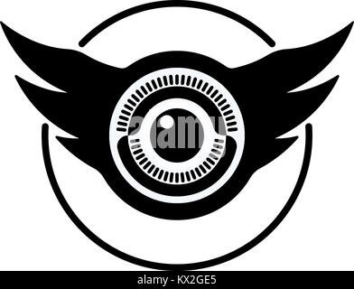 Et des yeux en forme d'ailes logo sur fond blanc.. En forme d'ailes d'icône de l'appareil photo. Illustration de Vecteur
