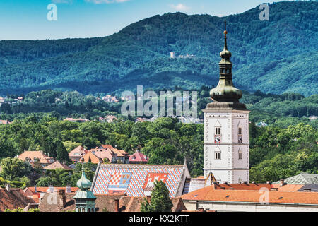 L'église de Saint Marc est l'église paroissiale de la ville haute (Gornji Grad) de Zagreb, Croatie, Europe Banque D'Images