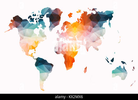 Carte du monde coloré poly bas Banque D'Images