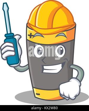 Batterie automobile mascot cartoon style Illustration de Vecteur