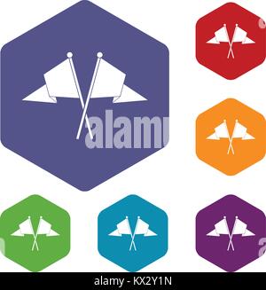 Deux drapeaux icons set Illustration de Vecteur