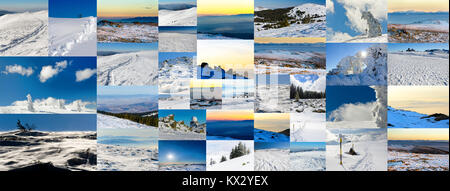 Collage de différentes photos d'hiver, le ratio d'aspect pour la photo de couverture de réseau social Banque D'Images