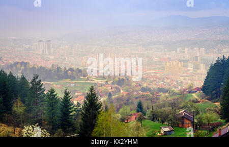 Vue à vol d'oiseau de la ville de Sarajevo, Bosnie Banque D'Images