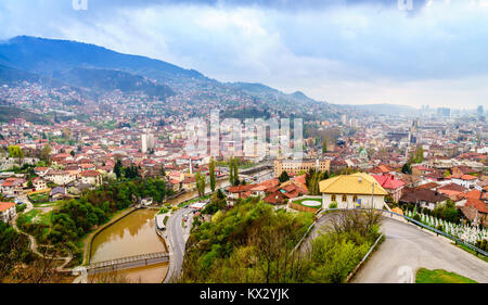 Vue panoramique de la ville de Sarajevo, Bosnie Banque D'Images