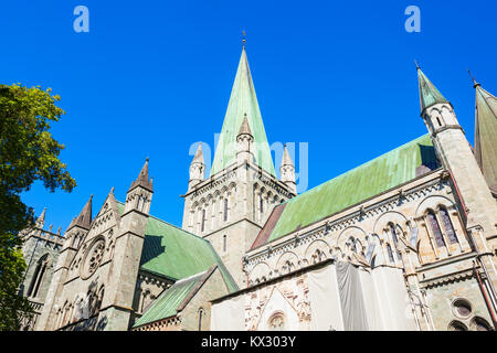 La Cathédrale de Nidaros Domkirke Nidaros ou Nidarosdomen ou est une cathédrale de l'Eglise de Norvège situé dans la ville de Trondheim, Norvège Banque D'Images