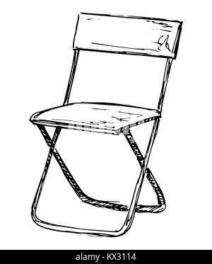 Chaise pliante isolé sur fond blanc. Vector illustration dans un style croquis Illustration de Vecteur