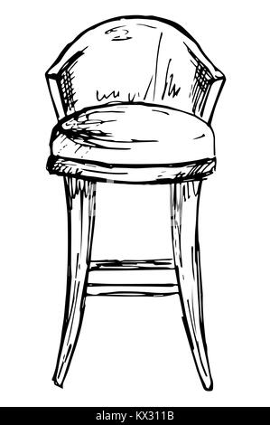 Chaise bar isoler sur fond blanc. Vector illustration dans un style croquis Illustration de Vecteur