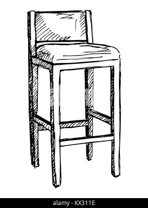 Chaise bar isoler sur fond blanc. Vector illustration dans un style croquis Illustration de Vecteur