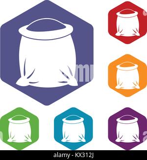 Sac de farine complète icons set Illustration de Vecteur