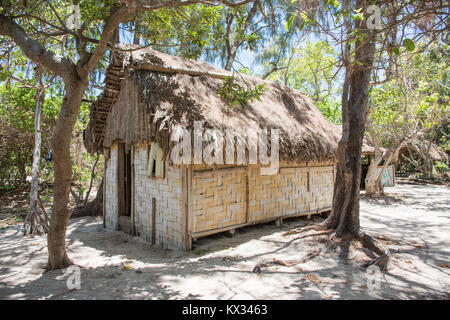 L'île de mystère, Vanuatu, îles du Pacifique : 2,2016 Décembre : Rustic cottage au toit de chaume avec une végétation tropicale sur l'île de mystère, Vanuatu Banque D'Images