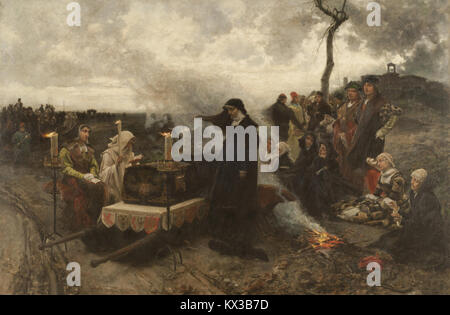 Le tableau 'Doña Juana la Loca' de Francisco Pradilla y Ortiz représente la reine Jeanne Ière de Castille, soulignant son état émotionnel et son importance historique en Espagne. Banque D'Images