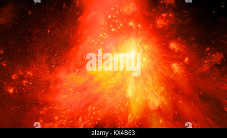 Fiery glowing ethereal flamme de plasma dans l'espace, générée par ordinateur résumé fond, 3D Rendering Banque D'Images