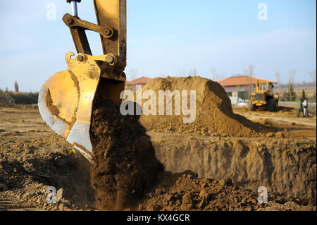 Sur le site de construction de l'excavateur Banque D'Images