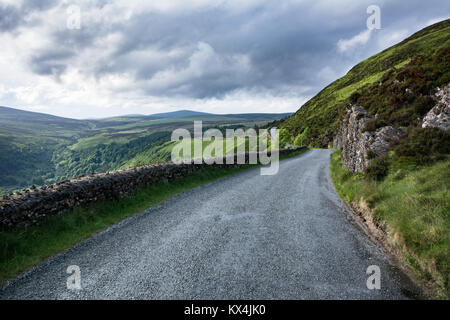 Historique La route militaire avance à travers les montagnes de Wicklow vers Sally Gap, dans le comté de Wicklow, en Irlande Banque D'Images