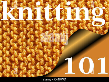 101 - TRICOT point mousse tricoté stitch sampler pour débutants Banque D'Images