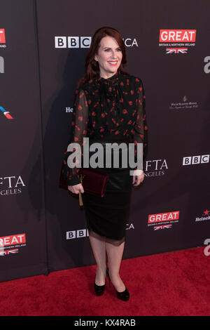 Los Angeles, USA. 07Th Jan, 2018. Megan Mullally participe à la saison des prix BAFTA Los Angeles Tea Party à l'hôtel Four Seasons de Los Angeles, Californie, USA, le 06 janvier 2018. Credit : Hubert Boesl - AUCUN FIL SERVICE - Crédit : Hubert Boesl/dpa/Alamy Live News Crédit : afp photo alliance/Alamy Live News Banque D'Images