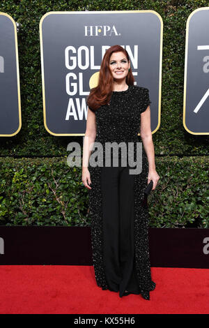 Beverly Hills, CA, USA. Jan 7, 2018. Debra Messing. 75e Assemblée Golden Globe Awards qui a eu lieu au Beverly Hilton. Crédit photo : HFPA/AdMedia Crédit : Hfpa Photographe/AdMedia/ZUMA/Alamy Fil Live News Banque D'Images