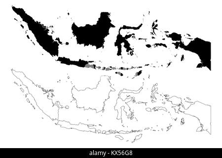 Carte de l'Indonésie, d'illustration vectorielle scribble sketch République d'Indonésie Illustration de Vecteur
