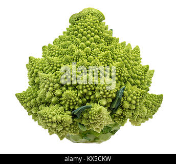 Chou-fleur romain isolé sur fond blanc avec clipping path Banque D'Images