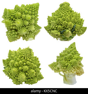 Chou-fleur romain isolé sur fond blanc avec clipping path Banque D'Images
