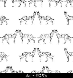Motif de la main transparente style croquis serval. Vector illustration isolé sur fond blanc. Illustration de Vecteur