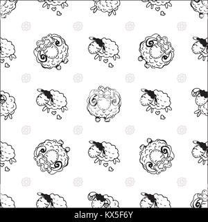 Motif de la main transparente style croquis résumé les moutons. Vector illustration isolé sur fond blanc. Illustration de Vecteur